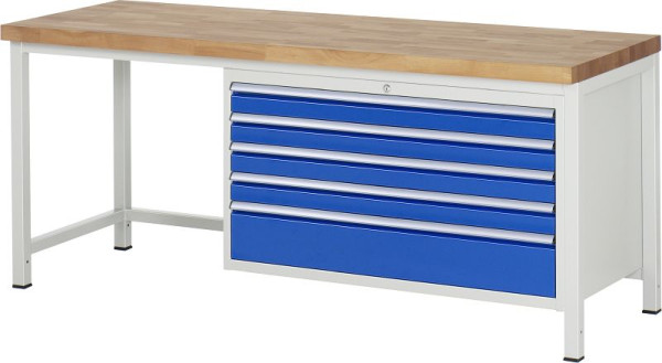 RAU Werkbank Serie 8000 - Modell 8368, B2000 x T700 x H840-1040 mm, Systemunterbau B1995 x T650 x H800-1000 mm, 03-8368A1-207B4H.11