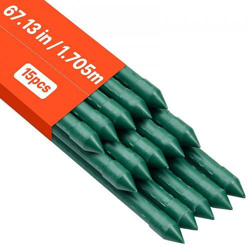 VEVOR Rankhilfe, 15er-Pack Pflanzstab ⌀16x1705mm, kunststoffbeschichtete Metall-Tomatenstäbe mit spitzem Ende & Noppen, ZWZCHYZ18M161CTPI001V0