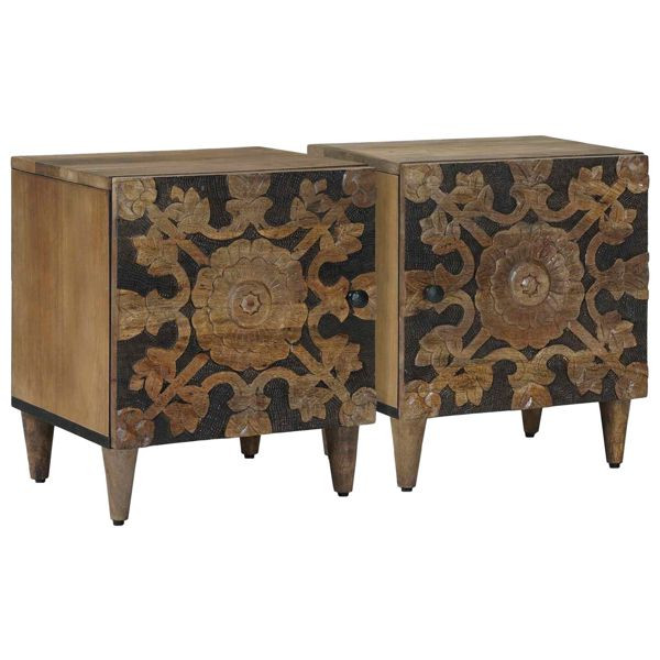 vidaXL Nachttisch 2-teilig Braun 40 x 33,5 x 46 cm Massivholz Mango, 4018329