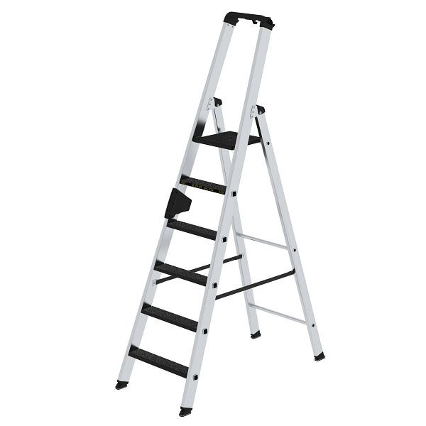 Munk Günzburger Steigtechnik Stufen-Stehleiter 250 kg einseitig begehbar mit clip-step R 13 6 Stufen, 042706