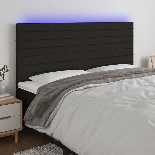 vidaXL LED Kopfteil Schwarz 160x5x118/128 cm Stoff, 3122572