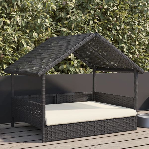 vidaXL Hundehütte mit Kissen Poly Rattan, 366391, 8721012385054