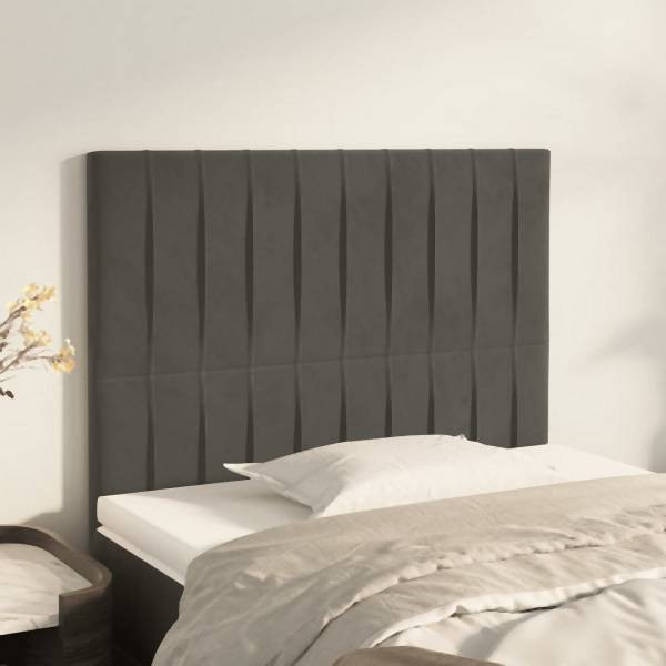 vidaXL Kopfteile 2 Stück Dunkelgrau 100x5x78/88 cm Samt, 3116613