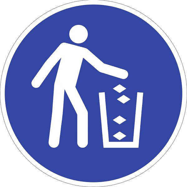 Moedel Abfallbehälter benutzen ISO 7010, Folie, Ø 50 mm, VE: 10 Stück/Bogen, 104515