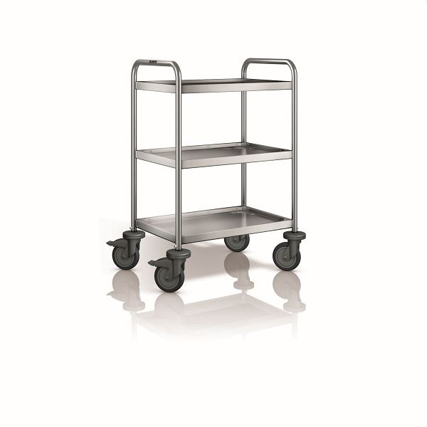 B.PRO SW 6 X 4-3 Servierwagen aus rostfreiem Edelstahl mit Kunststoffrollen, 569768