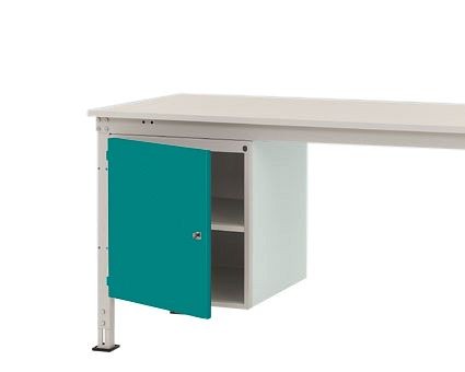 Manuflex Gehäuse-Unterbau UNIVERSAL Stationär, Nutzhöhe 500 mm mit 1 Tür links angeschlagen, für Tischtiefe 1200 mm, Wasserblau, ZB4967.5021