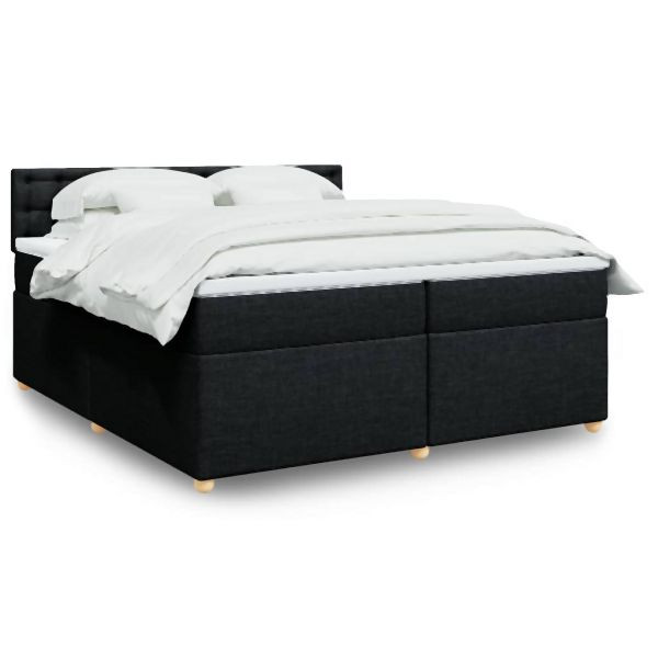 vidaXL Boxspringbett mit Matratze Schwarz 200x200 cm Stoff, 3289103