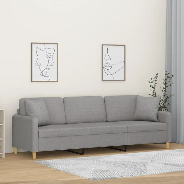 vidaXL 3-Sitzer-Sofa mit Kissen Hellgrau 210 cm Stoff, 3153153