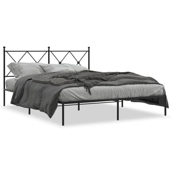 vidaXL Bettgestell mit Kopfteil Metall Schwarz 160x200 cm, 376505