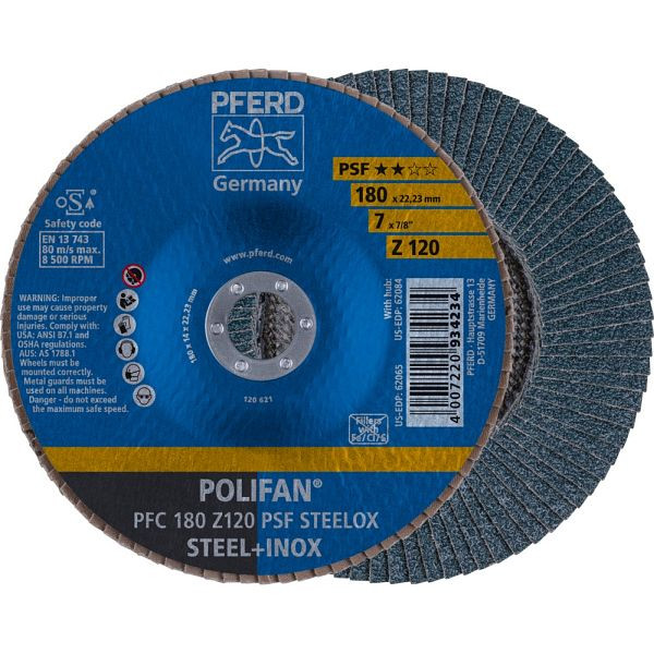 Pferd POLIFAN-Fächerscheibe PFC 180 Z 120 PSF STEELOX, VE: 10 Stück, 67769185