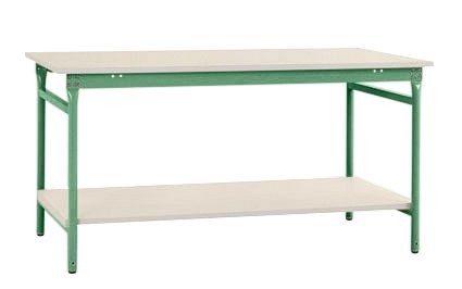 Manuflex Komplett-Beistelltisch BASIS stationär mit Melamin-Platte + Zwischenboden, BxTxH: 750 x 500 x 780 mm, Resedagrün, BB5201.6011