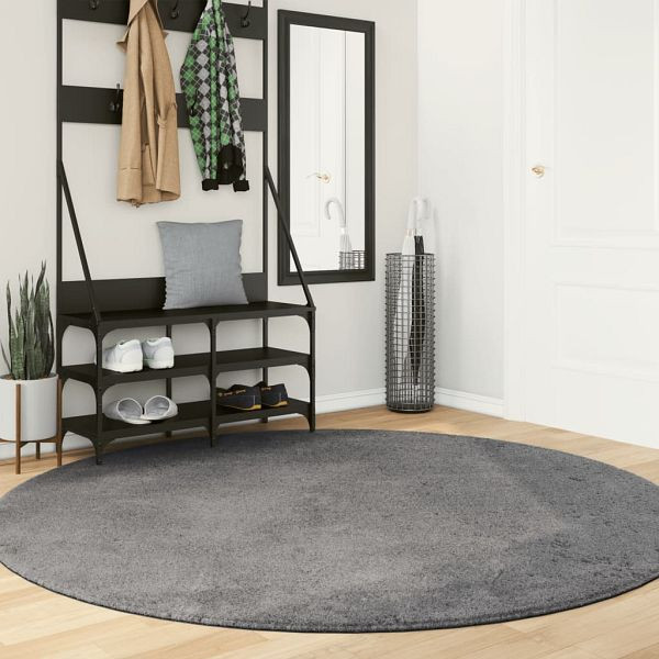 vidaXL Teppich HUARTE Kurzflor Weich und Waschbar Anthrazit Ø 200 cm, 375012