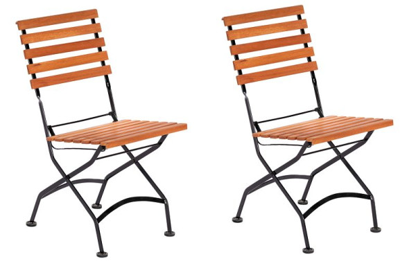 Merxx Schlossgarten Stuhl, klappbar, 2er Set, Flachstahl mit FSC Eukalyptusbelattung, 50127-217