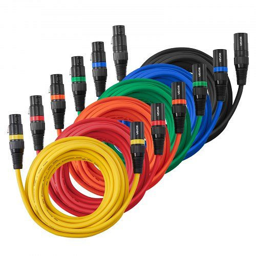 VEVOR XLR-Kabel 6,1m, 6er-Pack, symmetrisch, vergoldet, 3-polig, für Bühne, Mikrofone, Verstärker, Mischpulte, KNYPXKNGDM20TUCFK001V9