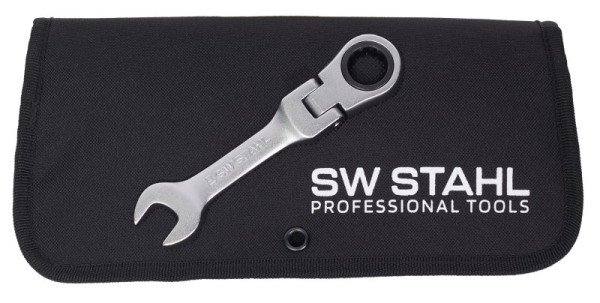 SW-Stahl Gabelringratschenschlüsselsatz, 8-19 mm, mit Gelenk, kurz, 12-teilig, 03540L