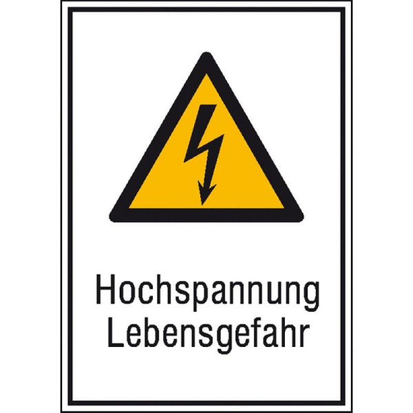 Stein HGS Elektrokennzeichnung/Kombischild, Hochspannung Lebensgefahr, Aluminium, geprägt, 262 x 371 mm, 11.0429