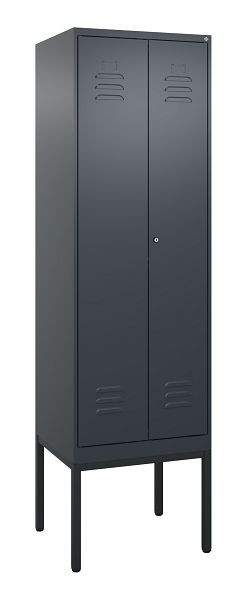C+P Umkleidespind Classic PLUS SW, Gestell, 2 Abteile, 2120x600x500mm, 7016/7016, Zylinderschloss, 0800327-20 S10027
