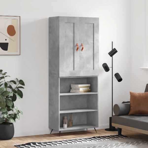 vidaXL Highboard Betongrau 69,5x34x180 cm Holzwerkstoff, 3200045
