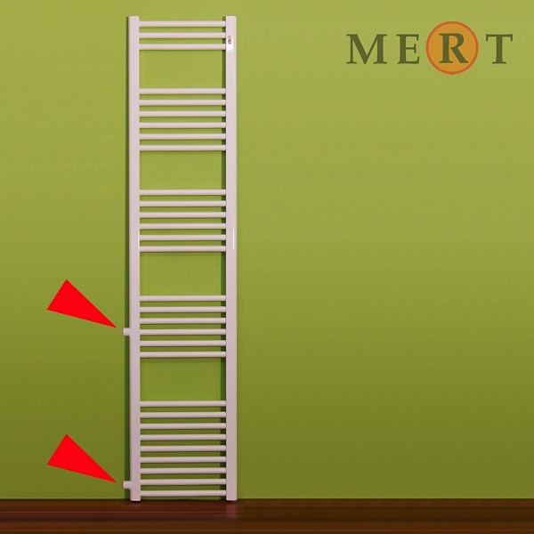 MERT Austauschheizkörper weiß, gerade, 400 x 1800 mm, Anschlussabstand an der Seite 500 mm, 1-40x180-ASR-50