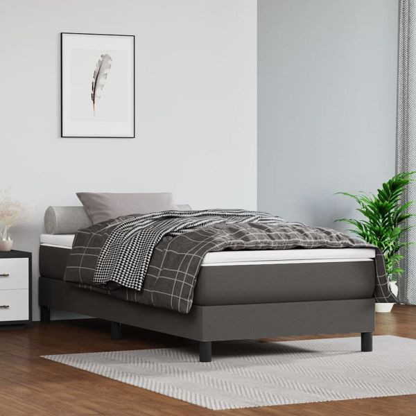 vidaXL Taschenfederkernmatratze Grau 90x200x20 cm Kunstleder, 347726