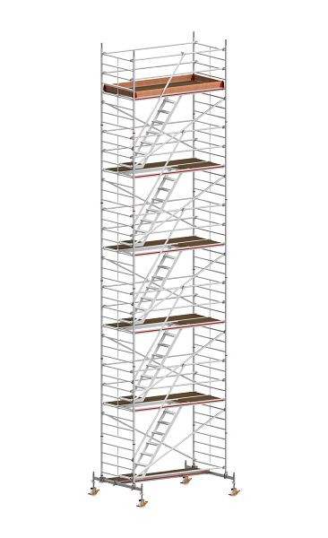 HYMER Treppen-Fahrgerüst mit Fahrtraverse, Bühnenlänge 2,95 m, Rahmenteilbreite 1,50 m, Reichhöhe 12,60 m, 827312
