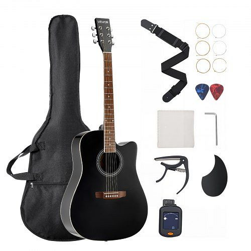 VEVOR Elektro Akustische Gitarre Cutaway Solo Anfängerpaket 1041,4 mm (41 inch) Schwarz, QJMYJT41INCH07QW3001V0