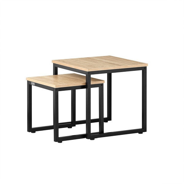 SoBuy 2-teiliges Satztisch-Set Holzfarbe 50x50x50cm, Industriell, FBT42-N
