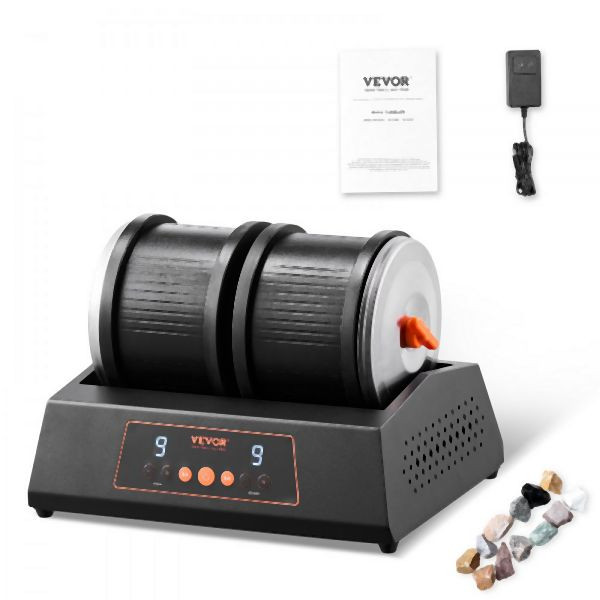 VEVOR Steinpoliermaschine Steinpolierset 9 Geschwindigkeiten 2 Trommeln 3,63kg, YSDMJHSSDKDZ5TZXTV2