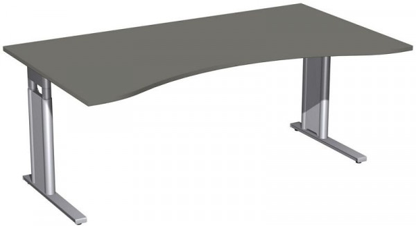 geramöbel Schreibtisch Ergonomieform höhenverstellbar, C Fuß Blende optional, 1800x1000x680-820, Graphit/Silber, N-647337-GS