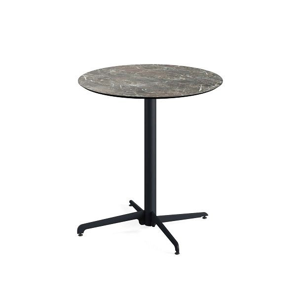 Feros X Cross Terrassentisch Schwarz gestell + Galaxy Marble HPL Ø70 cm, 110031570