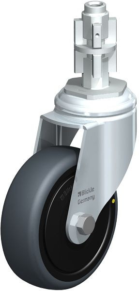 Blickle LKRA-TPA 101K-11-ELS-FK-E14 Apparate-Lenkrolle mit Expander, Thermoplastisches Gummi-Elastomer, Grau, 750714