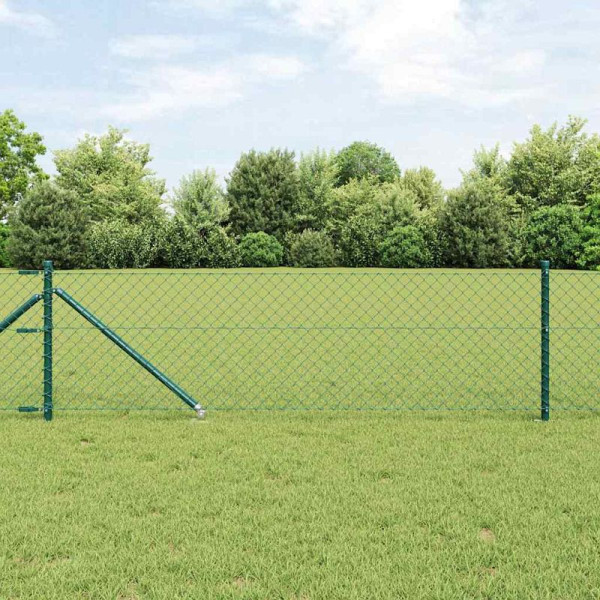 vidaXL Kettengliedzaun mit Pfosten Grün 0,4 x 10 m Stahl, 3351154
