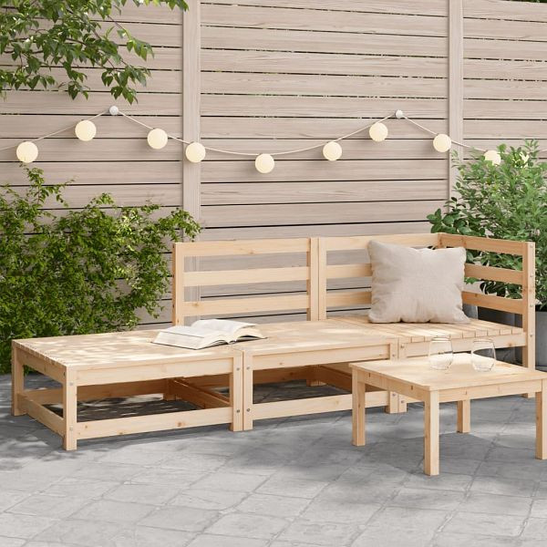 vidaXL Gartensofa mit Fußhocker 2-Sitzer Massivholz Kiefer, 837970