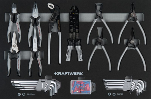 Kraftwerk BASIC LINE EVA Zangen- und Winkelstiftschlüssel-Einlage, 60x40 cm, 78-teilig, 105.102.110
