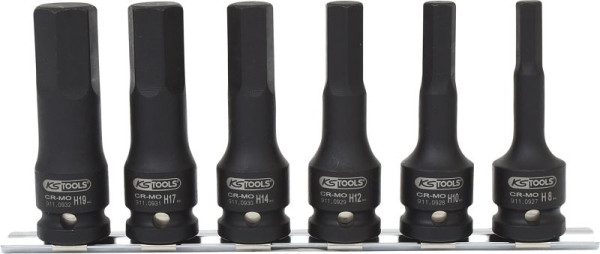 KS Tools 1/2" Kraft-Bit-Stecknuss-Satz, lang, 6-teilig, 515.1104
