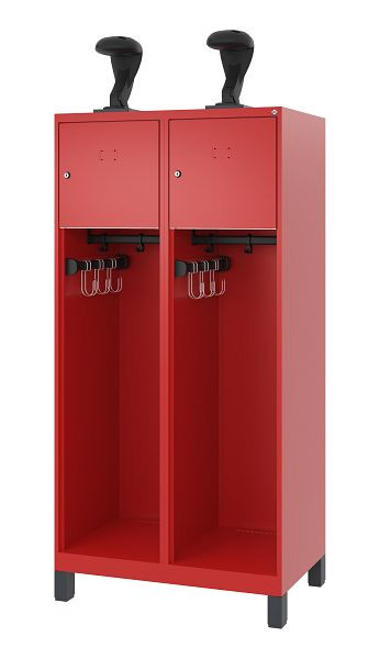 C+P Feuerwehrspind Evolo, Modell YOUNGSTER, 2 Abteile, H1630xB800xT500 mm, Feuerrot, Füße, 0490015-22 S10008