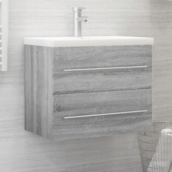 vidaXL Waschbeckenschrank Grau Sonoma 60x38,5x48 cm Holzwerkstoff, 815643