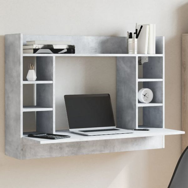 vidaXL Wand-Schreibtisch Betongrau 105x48x75 cm Holzwerkstoff, 847971