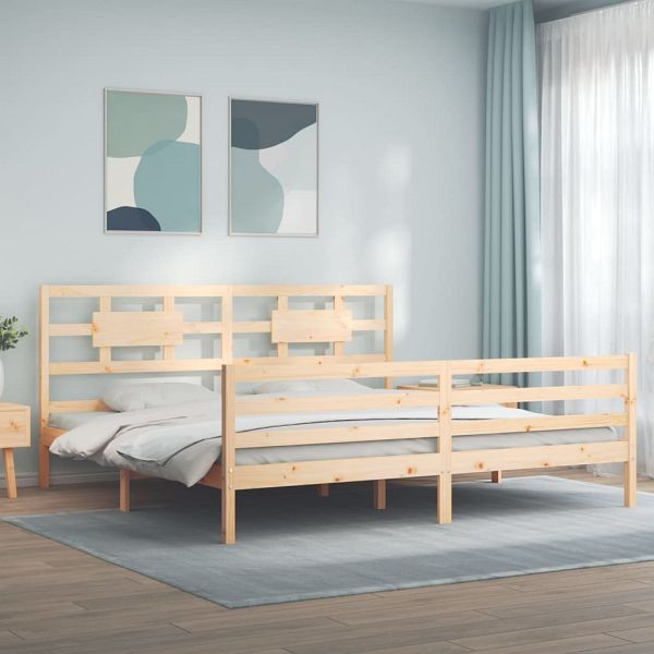 vidaXL Massivholzbett mit Kopfteil 200x200 cm, Material: Massives Kiefernholz (unbehandelt), 3194461