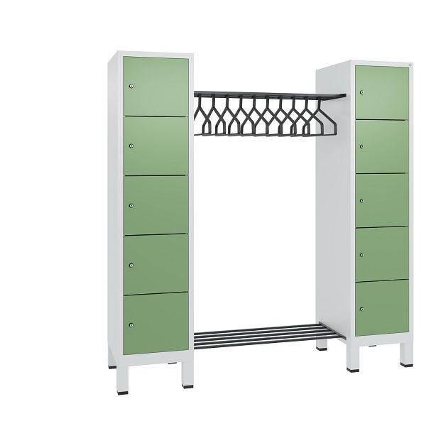 C+P Garderobe Evolo, 10 Fächer, H1850xB1790xT500 mm, Grau/Resedagrün, 48410-02 S10311