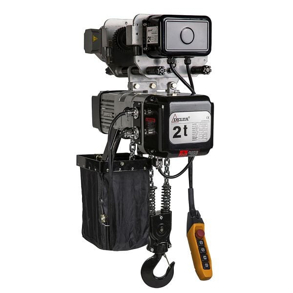 DELTA Elektrischer Kettenzug Typ DTS mit elektrischem Fahrwerk 400V, 2,5m/min 2-Strang, 2t mit 3m Hubhöhe, SG.0.DTD.02201.03