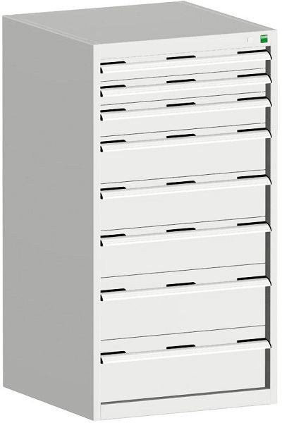 bott cubio Schubladenschrank bestückt mit 8 Schubladen BxTxH: 650 x 650 x 1200 mm, RAL 7035, 40019071.16V