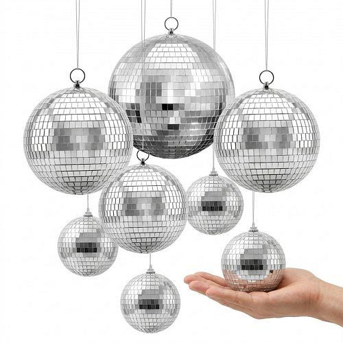 VEVOR Spiegelkugel Mirrorball 100/150/200 mm 8er-Pack Hängerring, für Party- & Heimdekoration DJ Tanzclub, 360°-Reflexion, JMDSKQ8J4INCEQYSV001V0