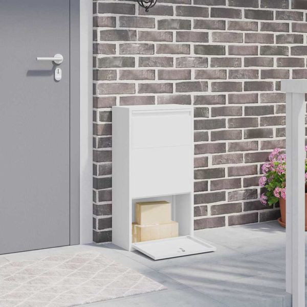 vidaXL Paketdrop-Box mit Speicher mit Tür Weiß 44 x 22 x 82 cm Stahl, 874920
