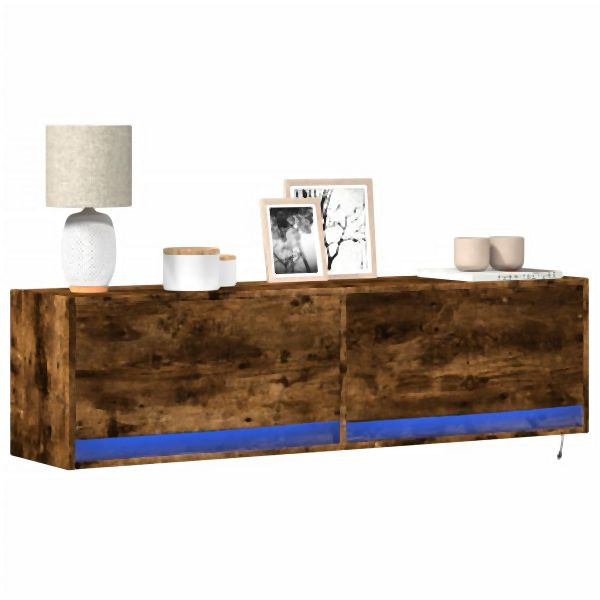 vidaXL TV-Wandschrank mit LED-Beleuchtung Räuchereiche 140x31x38 cm, 852373