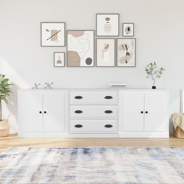 vidaXL Sideboards 3 Stück Weiß Holzwerkstoff, 3185215, 8720845821449
