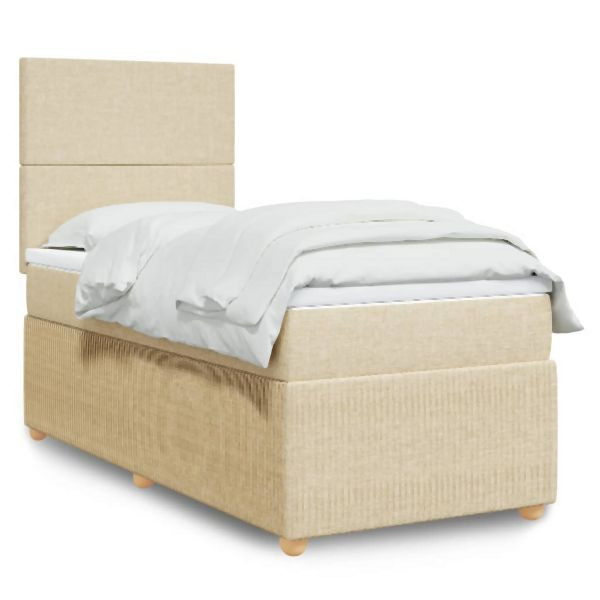 vidaXL Boxspringbett mit Matratze Creme 80x200 cm Stoff, 3291881