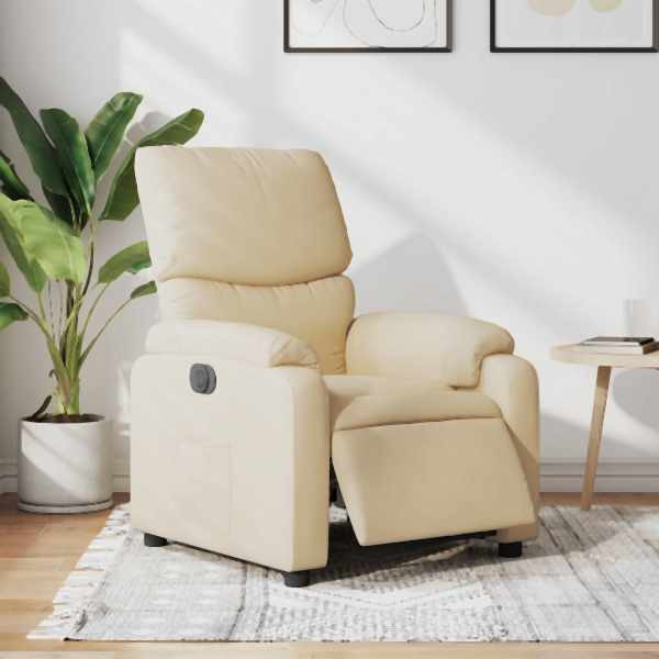 vidaXL Relaxsessel Elektrisch Creme Stoff, Polyester, 3204809