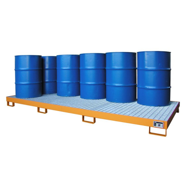 STEIN HGS Auffangwanne AW 8-12, 240 Liter, RAL 2000 gelborange, Gesamthöhe 195 mm, lackiert, 10 x 200 Liter Fass, 79187.0001