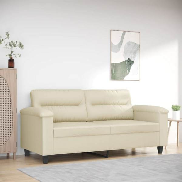 vidaXL 2-Sitzer-Sofa Creme 140 cm Kunstleder, Füllung: Schaumstoff, 359584